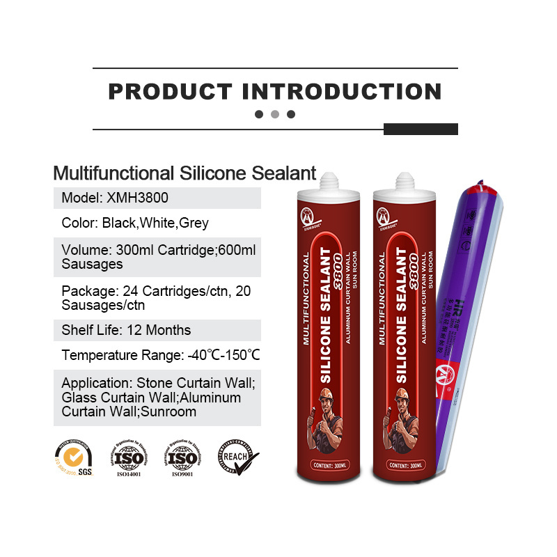 MH3800 Structural Sealant Quick Dry Outdoor Kitchen Roof Gutter Waterproof Adhesive Anti Mildew Neutral Silicone Sealant