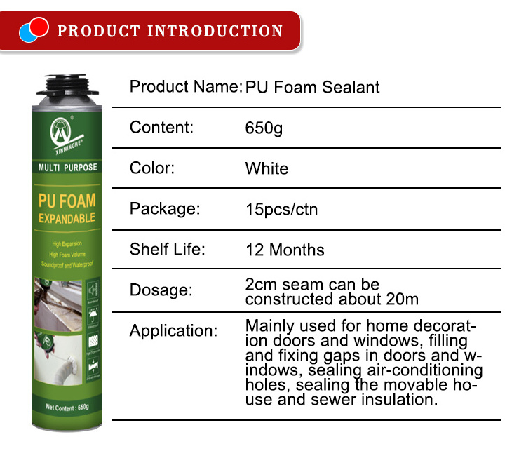 MH PU Foam OEM High Expanding Soundproof Waterproof Construction Windows & Door Frames Polyurethane PU Foam Adhesive Sealant