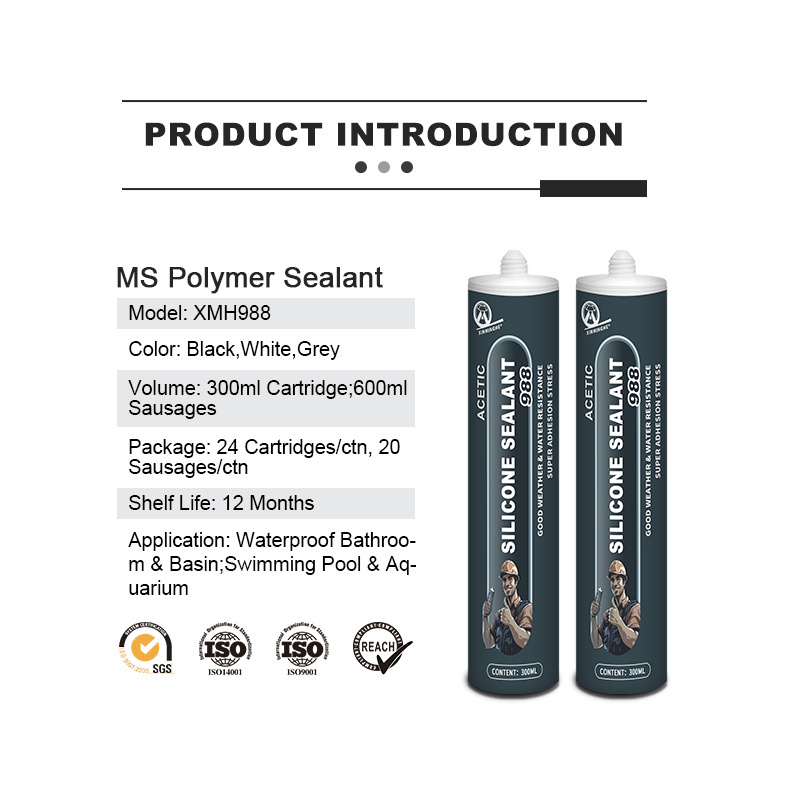 MH988 Acetic GP Sealant Multi-purpose Aluminum Brown Glass General Purpose Acetic Silicone Sealant for Window Construction Use