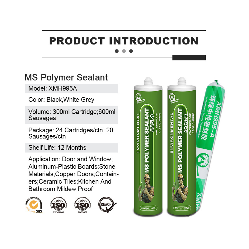 MH995A ms sealant uv resistant modified polymer/hybride structural ms adhesive silicone paintable sealant waterproof