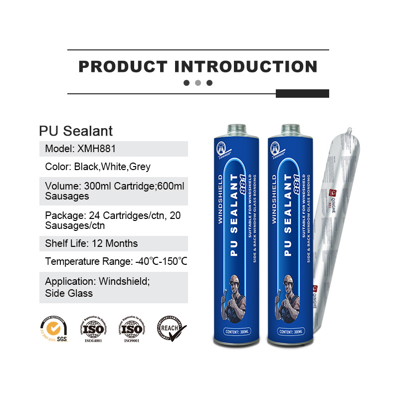 MH881 PU sealant 10oz germany quality anti rust new car auto glass windshield marine polyurethane caulking sealant clear black