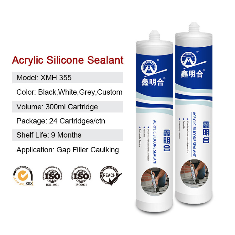 MH355 Acrylic Sealant 280ml 300ml 310ml Rtv Waterproof Glass Shower Trays Sanitary Caulk Cement Grey Adhesive Acrylic Sealant