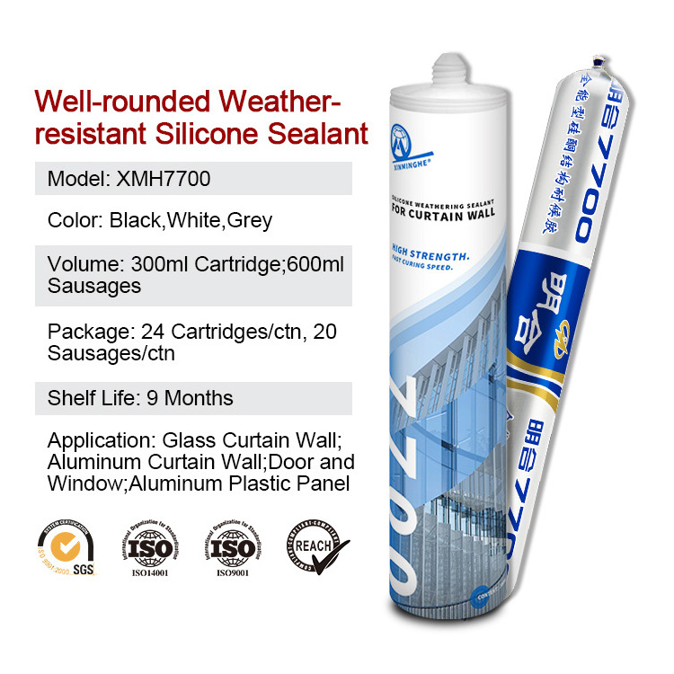 MH7700 Silicone Sealant High Temp Resistance Anti-Mold Clear White Curtain Wall Metal to Metal Structural Silicone Sealant