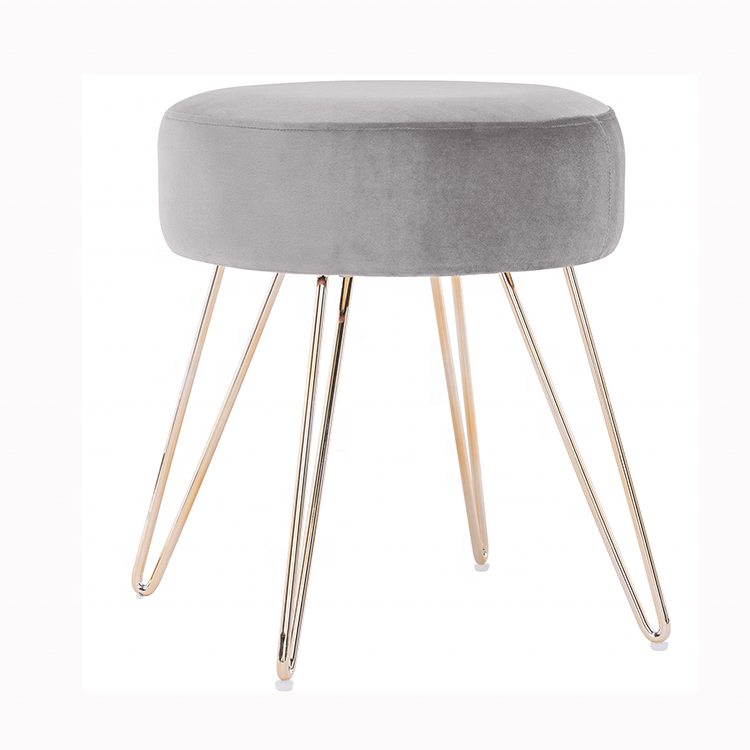 modern vanity changing shoes chair velvet dinning chair low small round metal ottoman foot stool chair