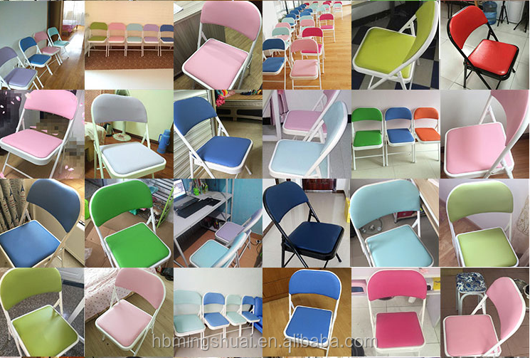 dining room furniture folding chair solid stainless steel metal  base comfortable PU seat space saving foldable dining chairs