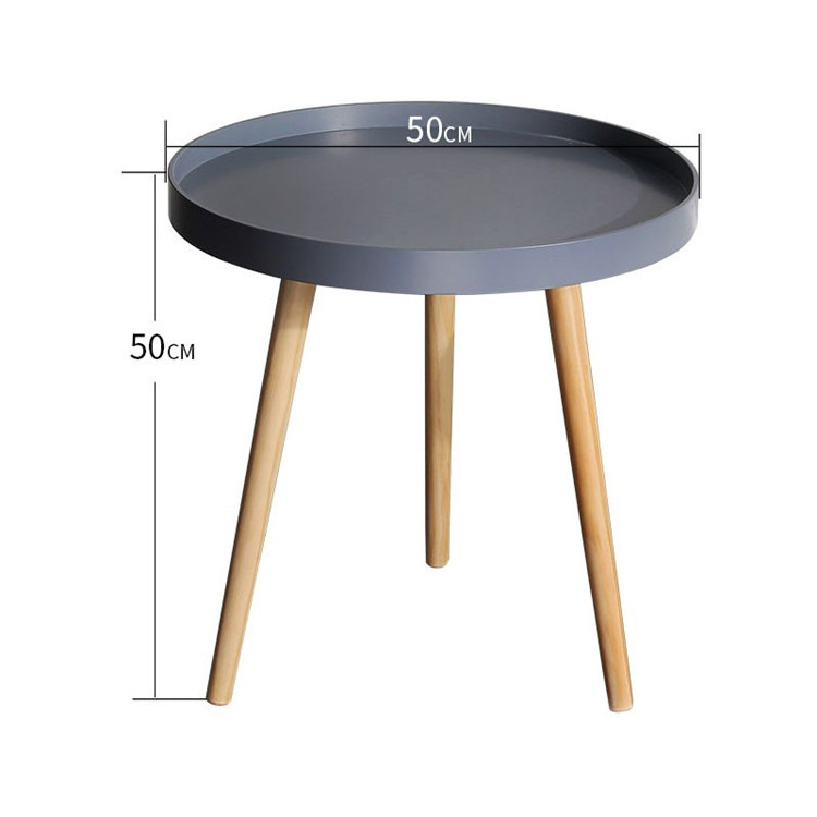 factory cheap price Scandinavian modern wooden side table tea table for living room round tray coffee table with solid wood leg