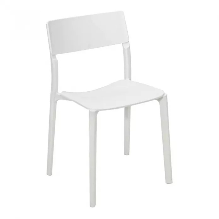 Modern all-plastic PP injection molding integrated molding adult high back restaurant waiting white and blue dining chair