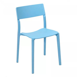 Modern all-plastic PP injection molding integrated molding adult high back restaurant waiting white and blue dining chair