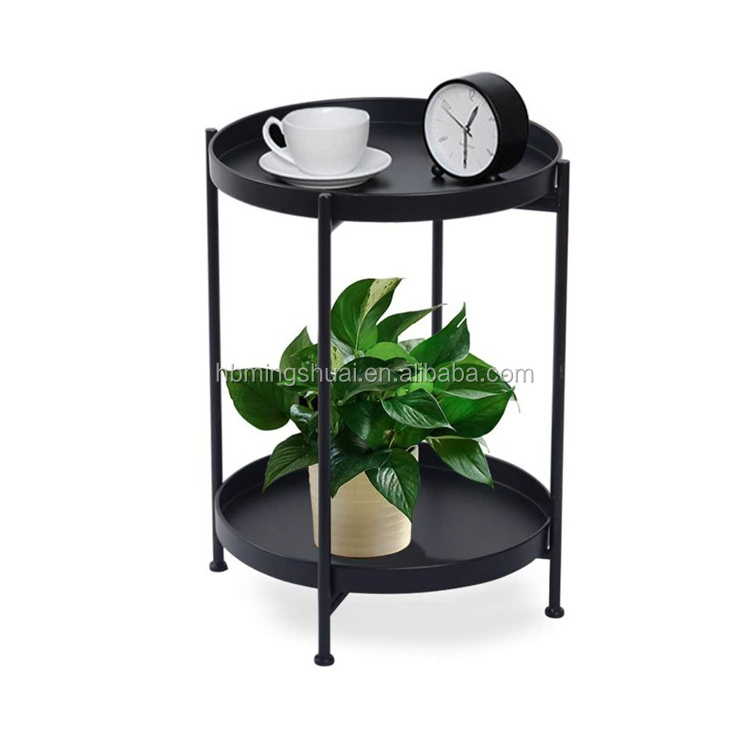 Decorative Cafe teaTables Home Furniture Storey Shelf Tray Living Room Metal Round Corner Side Coffee Table For Bedroom Balcony