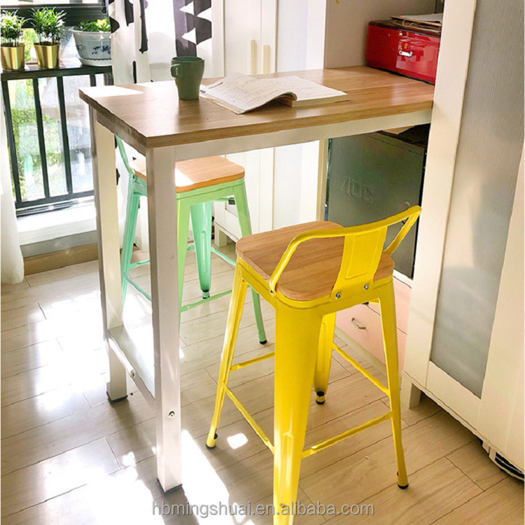 Heavy Duty Steel 30 inches Industrial Hand made Sillas Stackable Vintage Metal Bar High Chair Counter Stool for Kitchen