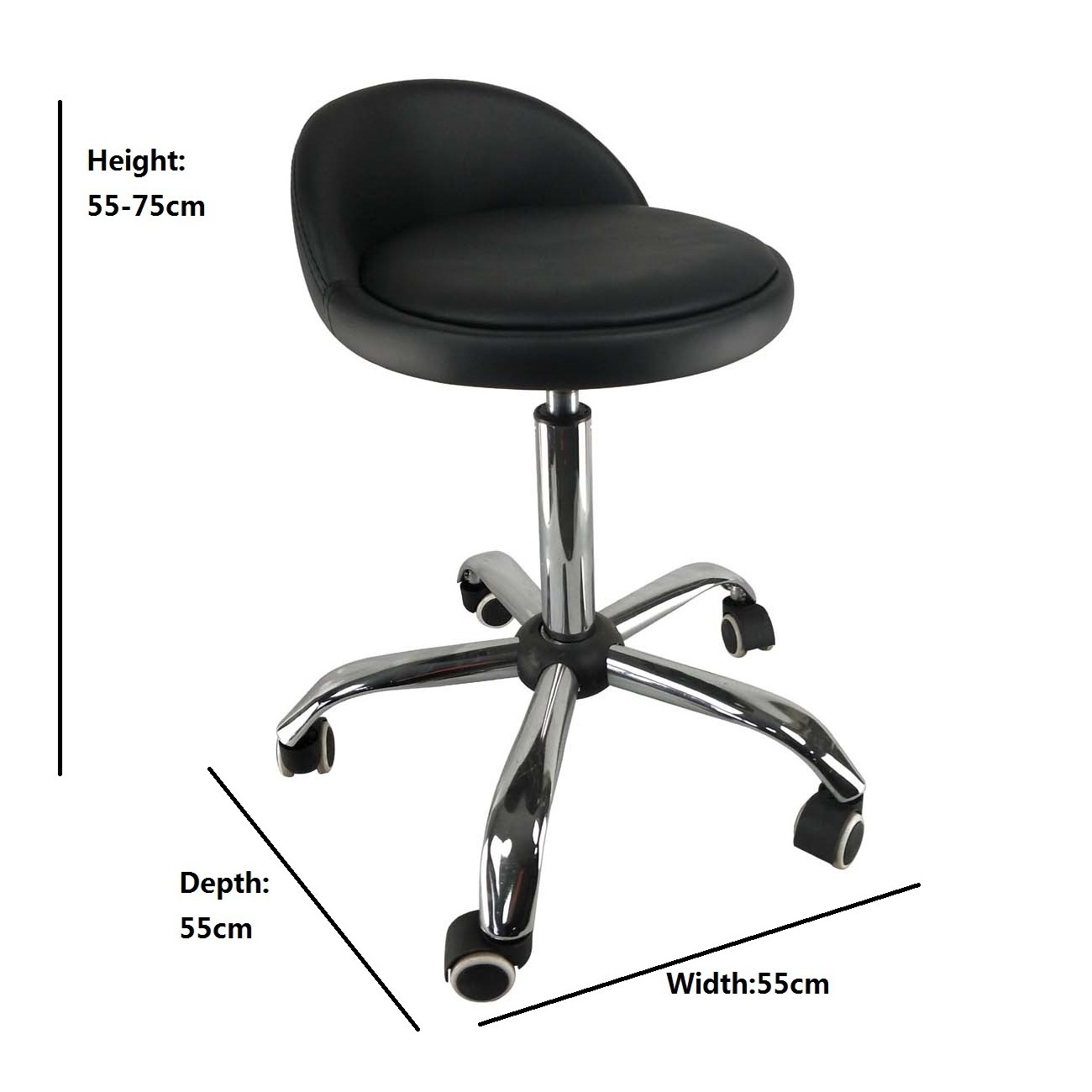 Swivel Bar Stool Padded barber shop Seat With Chrome Plated Legs Commercial Leather Bar Stool