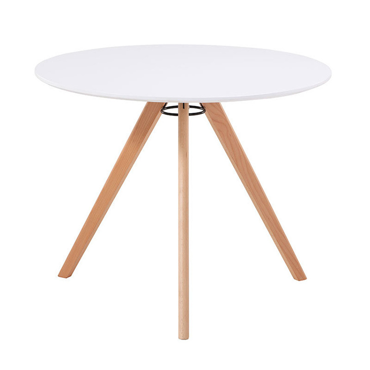 Latest cheapest white table coffee classic round four legs wood dining table and chairs round dining table set for 2 seat