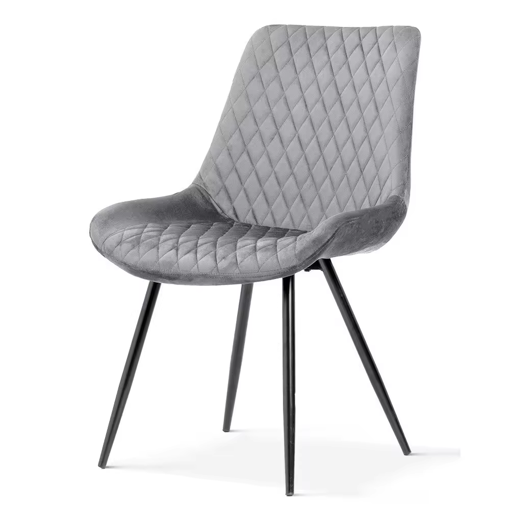 modern furniture dining chair metal leg velvet fabric upholstered diamond crushed velvet dining chair grey velvet dining chair