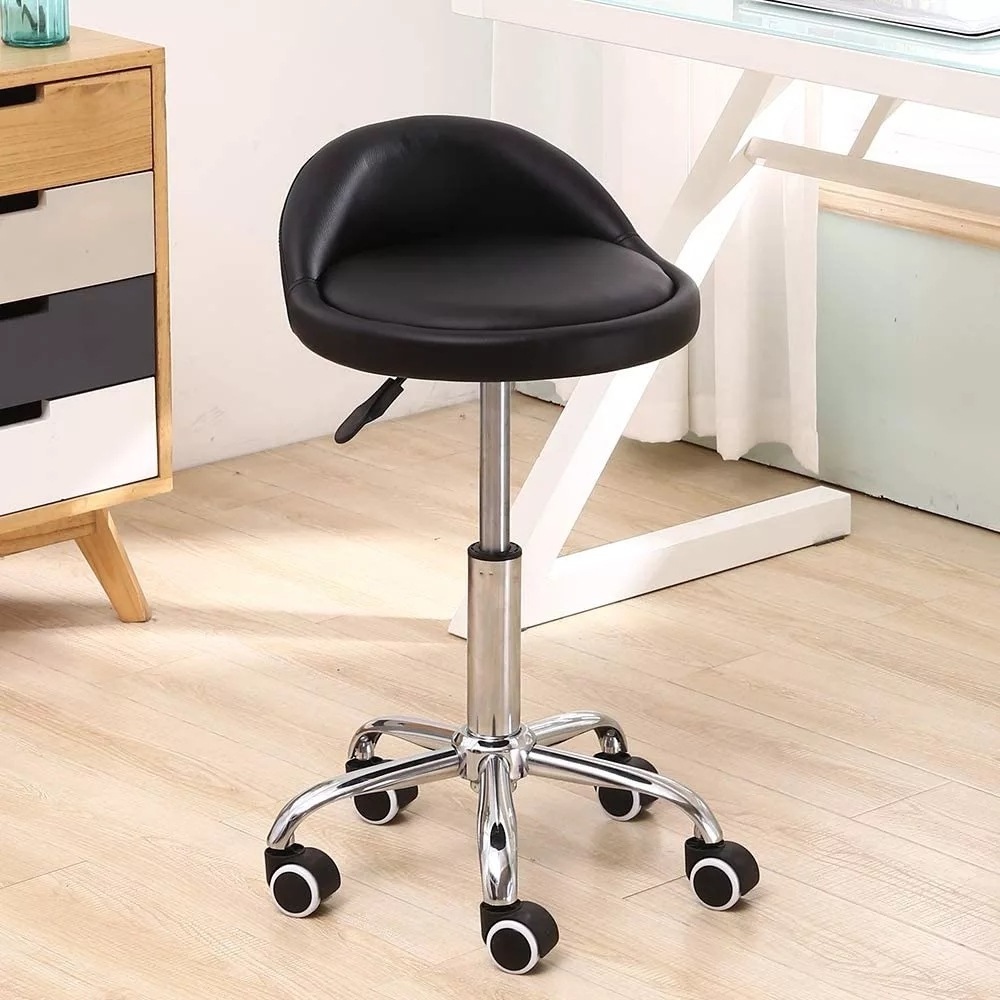 Swivel Bar Stool Padded barber shop Seat With Chrome Plated Legs Commercial Leather Bar Stool