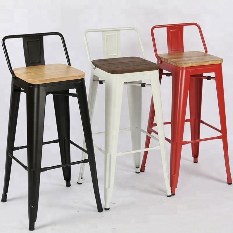 Heavy Duty Steel 30 inches Industrial Hand made Sillas Stackable Vintage Metal Bar High Chair Counter Stool for Kitchen