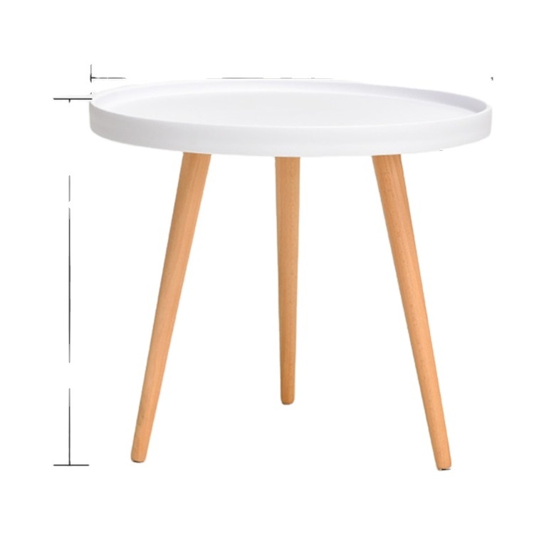 factory cheap price Scandinavian modern wooden side table tea table for living room round tray coffee table with solid wood leg