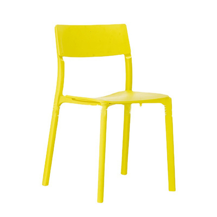 Modern all-plastic PP injection molding integrated molding adult high back restaurant waiting white and blue dining chair