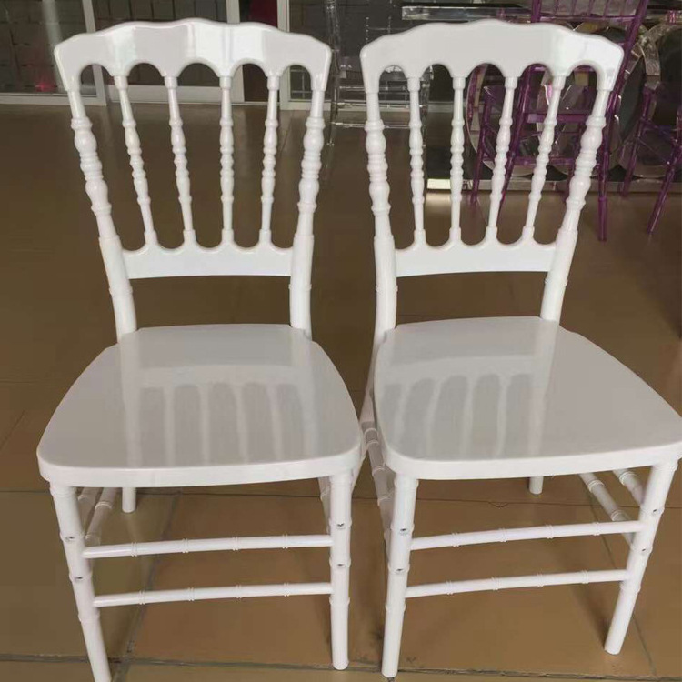 Crown Napoleon European vintage chair Silla de comedor de resina PP white plastic resin classic wedding dining chair