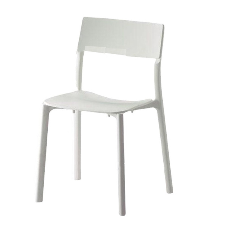 Modern all-plastic PP injection molding integrated molding adult high back restaurant waiting white and blue dining chair