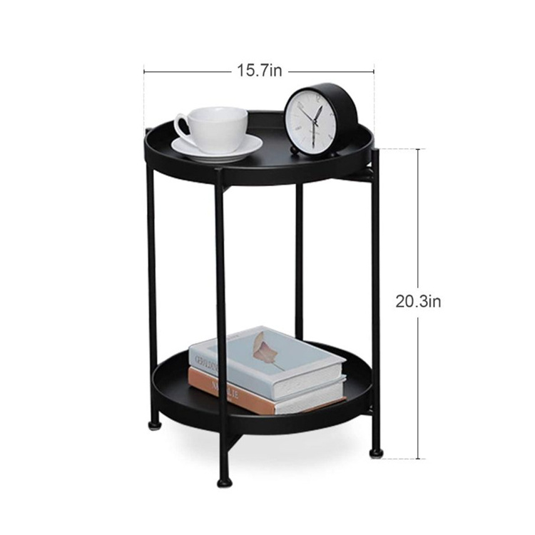 Decorative Cafe teaTables Home Furniture Storey Shelf Tray Living Room Metal Round Corner Side Coffee Table For Bedroom Balcony