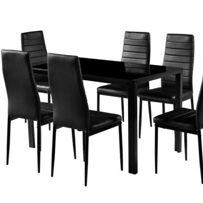 Free Sample Cheap Classic 4 Seater Modern Fiber Glass Top Dining Table Set/Dining Table and Chair