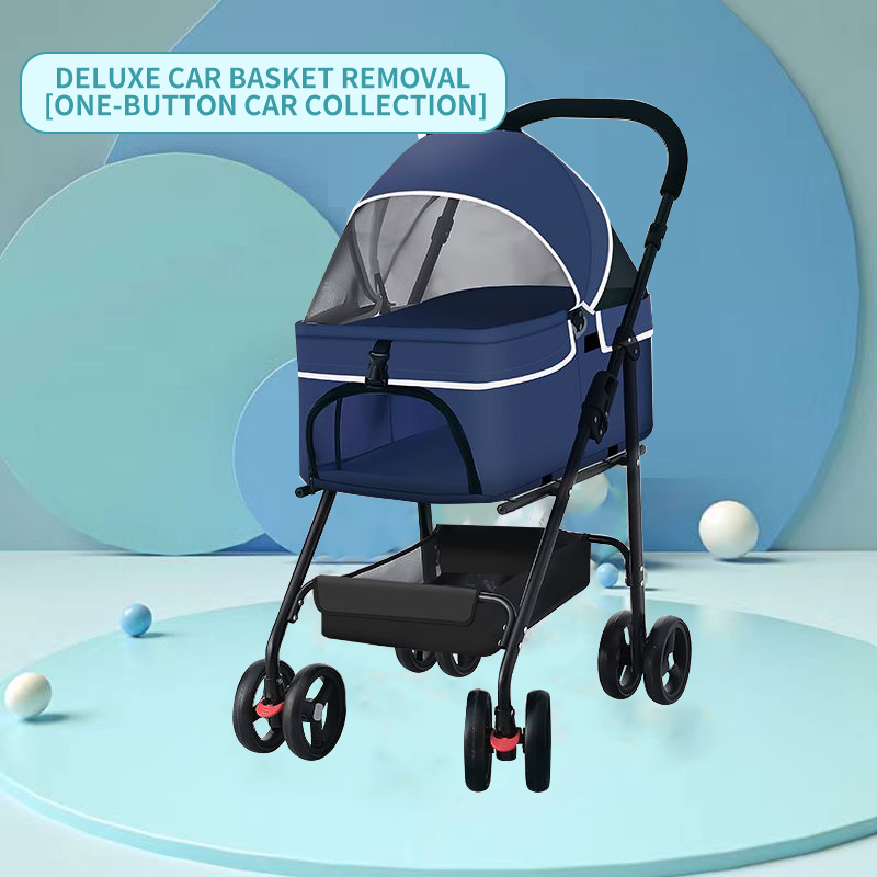 wholesale customized luxury 4 wheels pet dog stroller cart travel outdoor small dog carrier pet trolley carrier with wheels