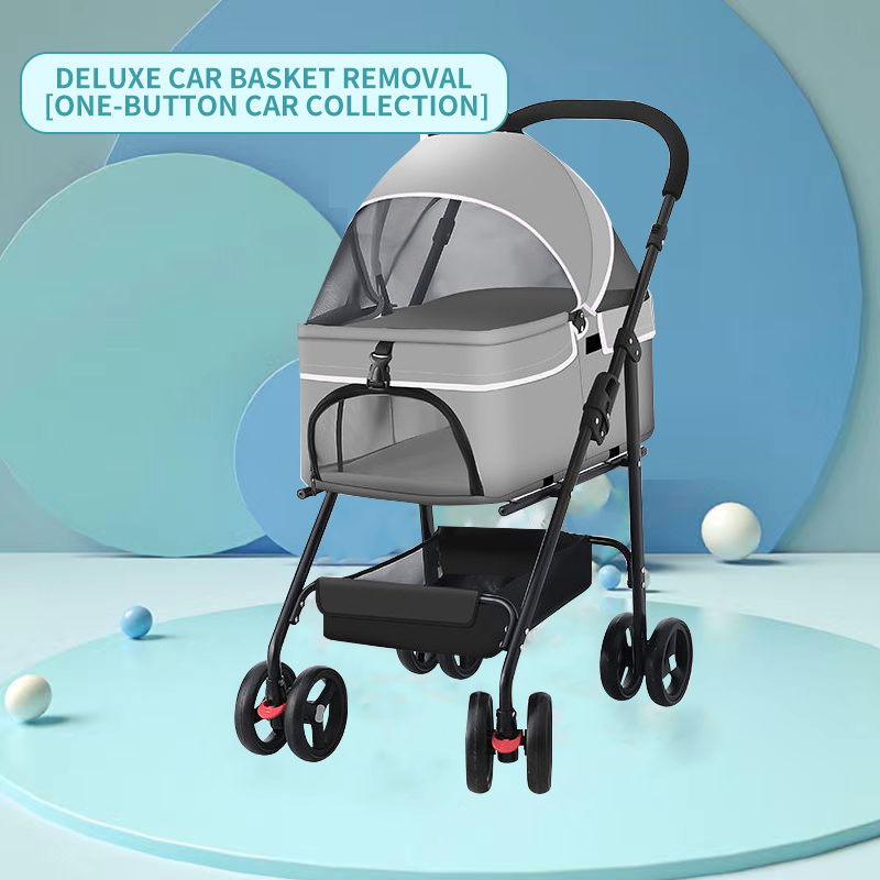 Factory hot sale double layer multifunctional easy folding pet stroller luxury stroller pets twin pet stroller