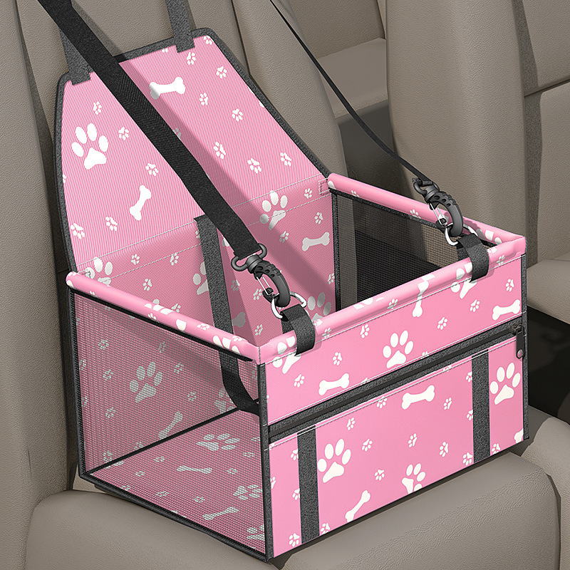 Pet Car Seat Pet Travel Car Booster Seat with Safety Belt Washable Double-Sided Cushion and Storage Pocket Dog Products