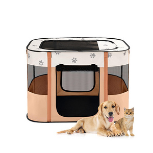 Portable Dog Cat Playpen  Pop Up Pet Play Pen Travel Crate Floor Mesh Door Top Indoor Outdoor dog kennels large outdoor