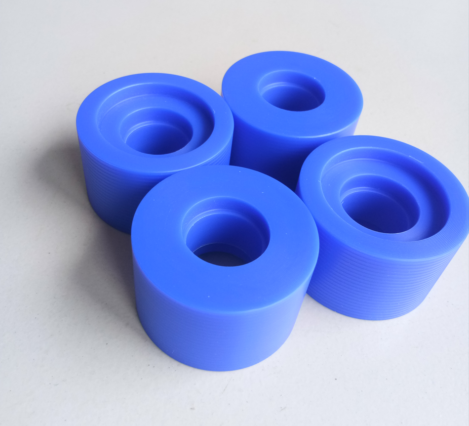 CNC machining Plastic Nylon spacer Sleeve Plastic Nylon PA6 Bearing Blue flange Bushing