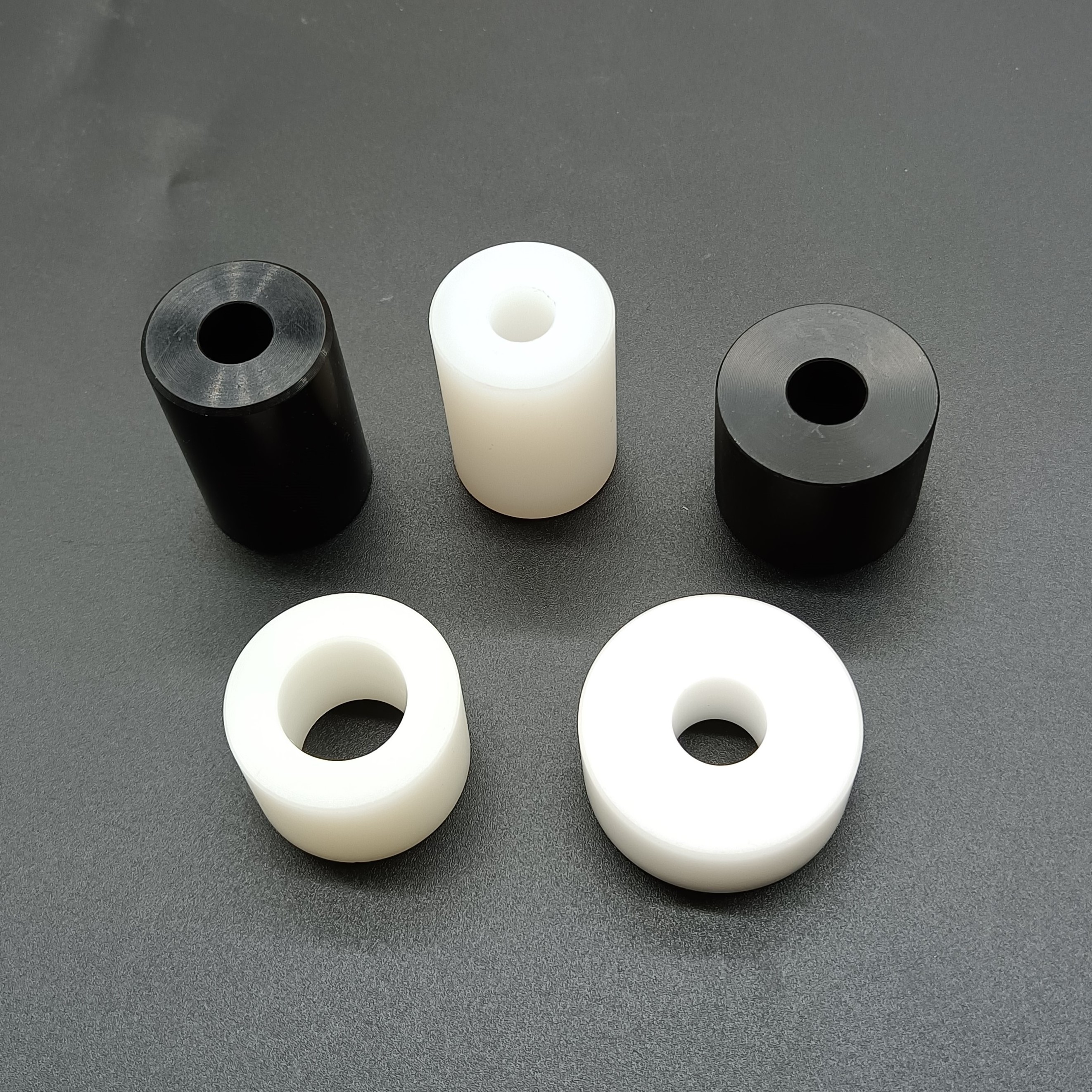 CNC machining Plastic Nylon spacer Sleeve Plastic Nylon PA6 Bearing Blue flange Bushing