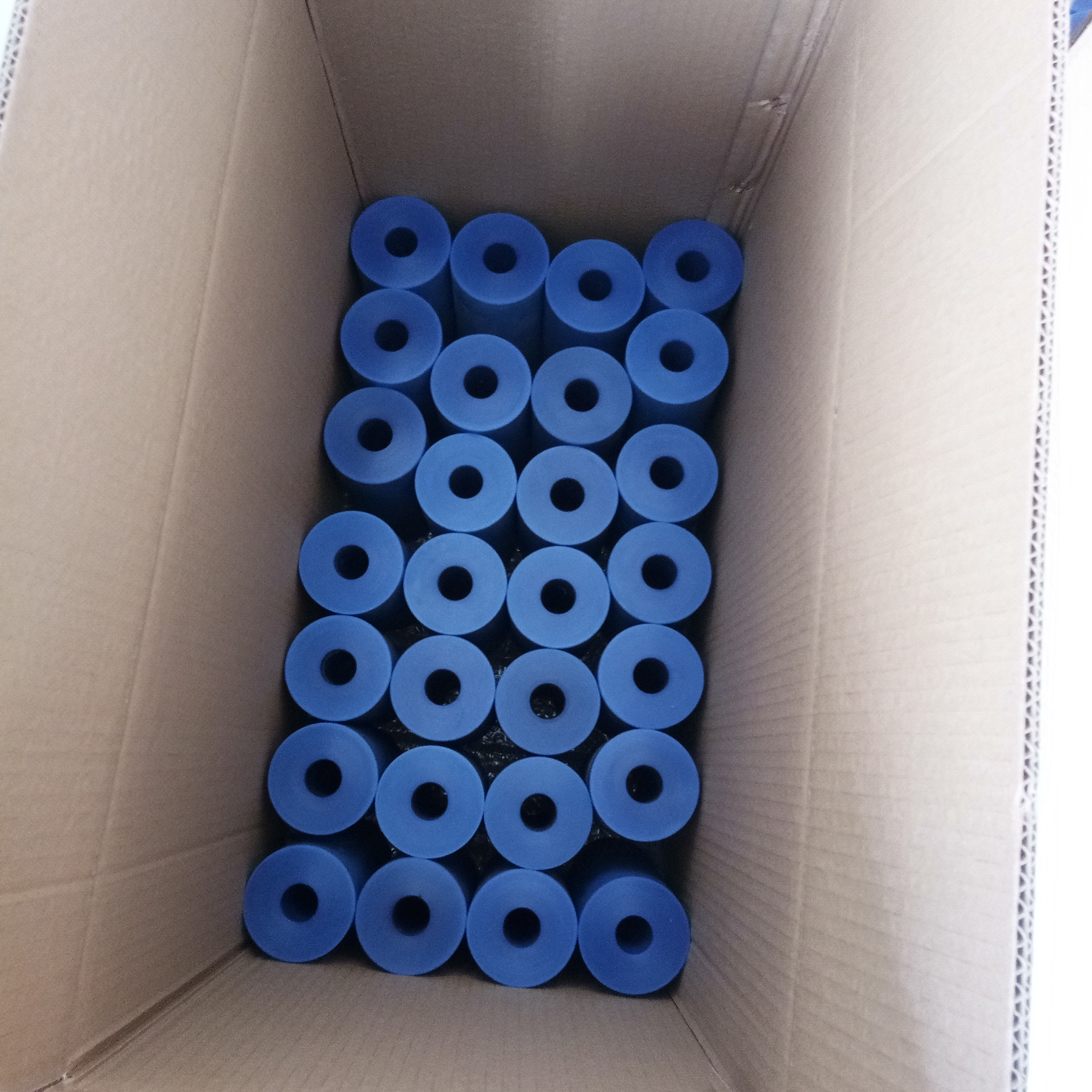 CNC machining Plastic Nylon spacer Sleeve Plastic Nylon PA6 Bearing Blue flange Bushing