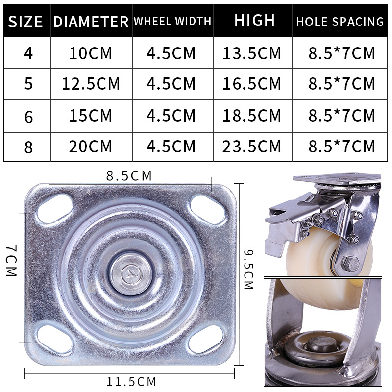 bearing trolley wheel heavy duty 4 wheels metal dolly trolley caster wheel