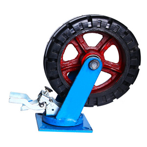 6 8 10 12 inch swivel type solid rubber caster wheel 50mm with stopper for washing machine and trailer platform