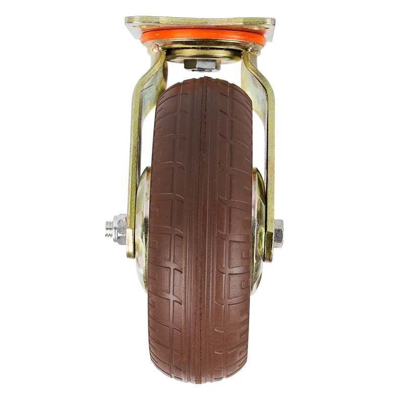 high quality 6/8/10 inch swivel caster with brake brown heavy duty rubber caster fixed wheel 250kg load capacity