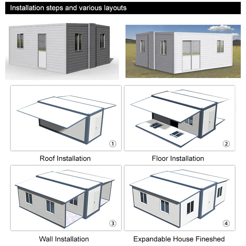 Hot Plans Modular Home Expandable Container House 20 ft Expandable House Convenient Prefab House With 2 Bedroom