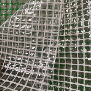 Clear PE Leno Mesh Tarpaulin Transparent Greenhouse Tent Sheet Plastic Fire Retardant PE Grid Fabric Tarpaulin