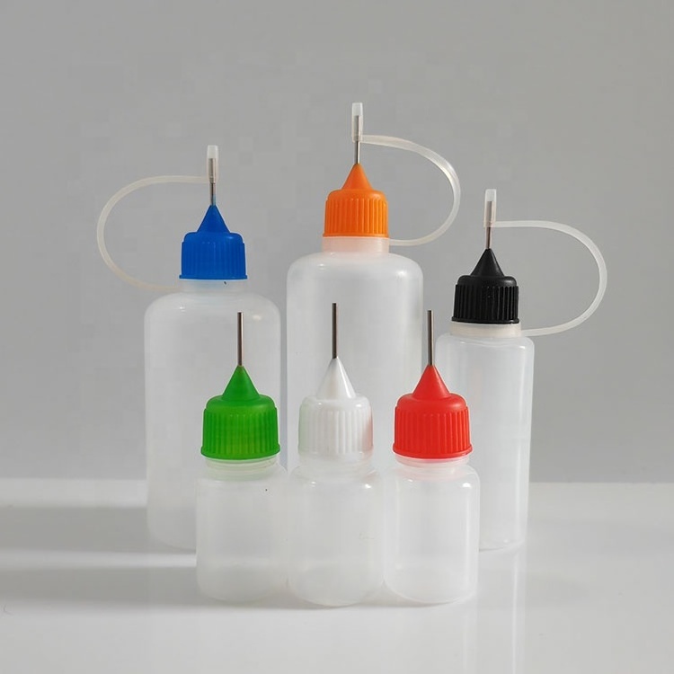 Ready to Ship Empty Plastic Super Glue Eye Dropper Bottles With Needle Tip Cap