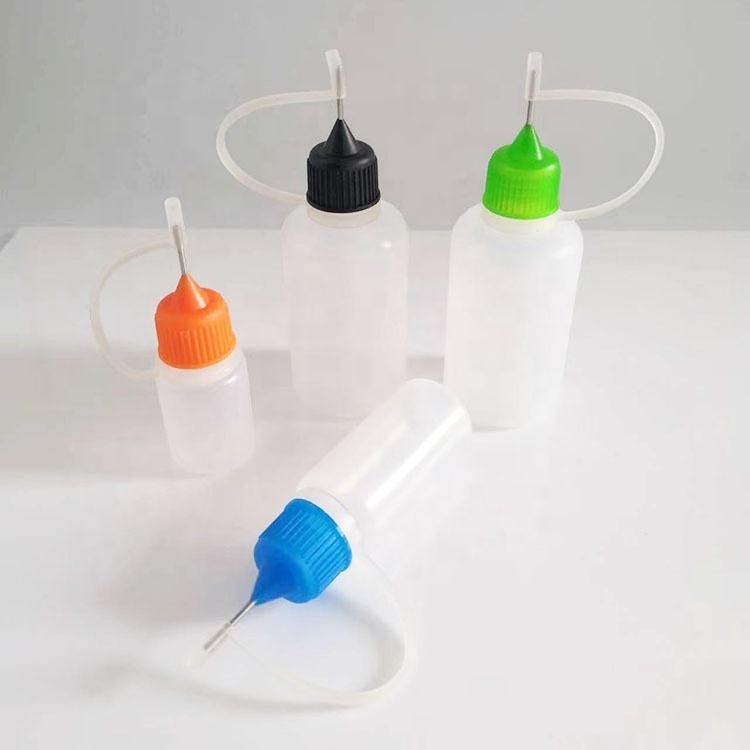 Ready to Ship Empty Plastic Super Glue Eye Dropper Bottles With Needle Tip Cap