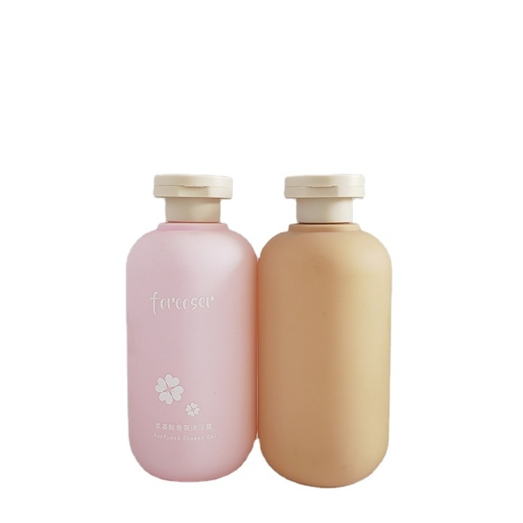 Promotion Cosmetic packaging squeeze shampoo conditioner plastic orange pink bottle