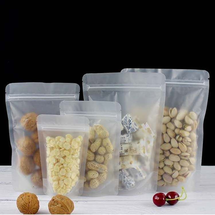 Top Promotion Plastic Stand Up Pouch Nut Tea Powder Flour Storage Matte Transparent Bags with Zip Lock