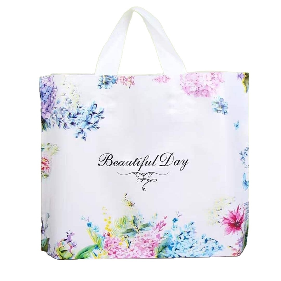 Custom printing design clothes plastic carry bag / custom ldpe handle clothing packaging plastic bag / shopping bags with handle