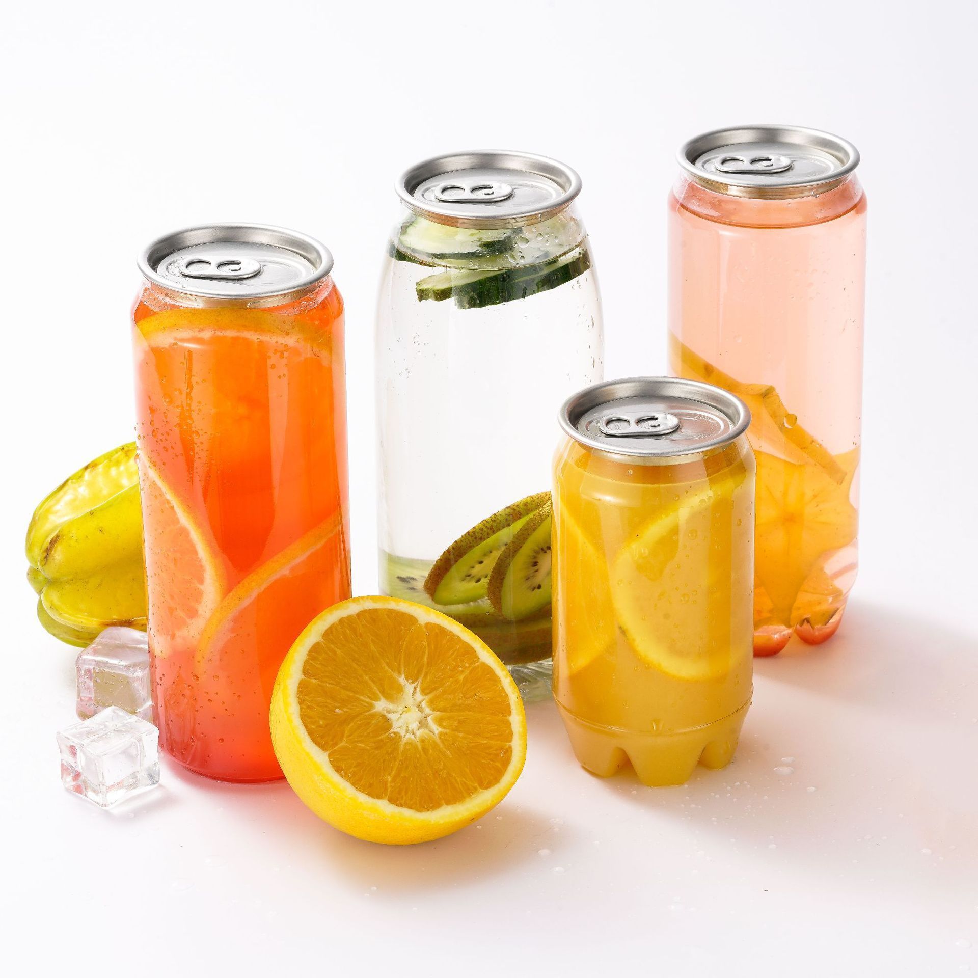 transparent pet plastic juice beer bottles soda clear empty beverage cans with easy open lid