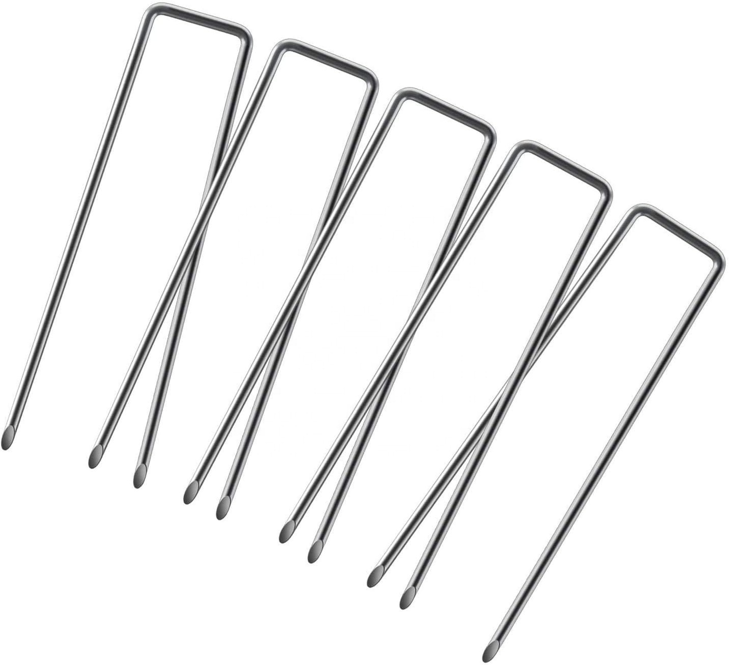 Galvanised Metal Ground U-Shaped Garden Stakes Pins Tent Pegs Gazebo Camping Tarpaulin Hooks Fabric Irrigation Tubing Pins