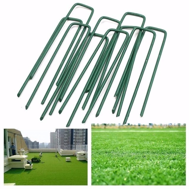 Galvanised Metal Ground U-Shaped Garden Stakes Pins Tent Pegs Gazebo Camping Tarpaulin Hooks Fabric Irrigation Tubing Pins