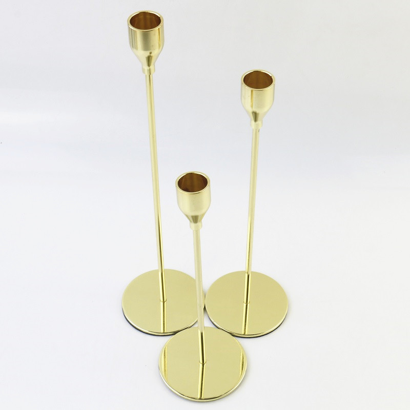 Home Decor Wedding Centerpiece Candlesticks Gold Black Long Stem Metal Candle Holder For Stick Candle