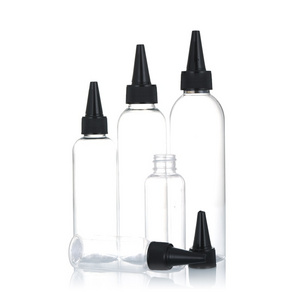 Wholesale 1oz 2oz 4oz 8oz Plastic PET Pointed Hair Oil Nozzle Glue Squeeze Bottles With Twist Caps Dispensing Dropper