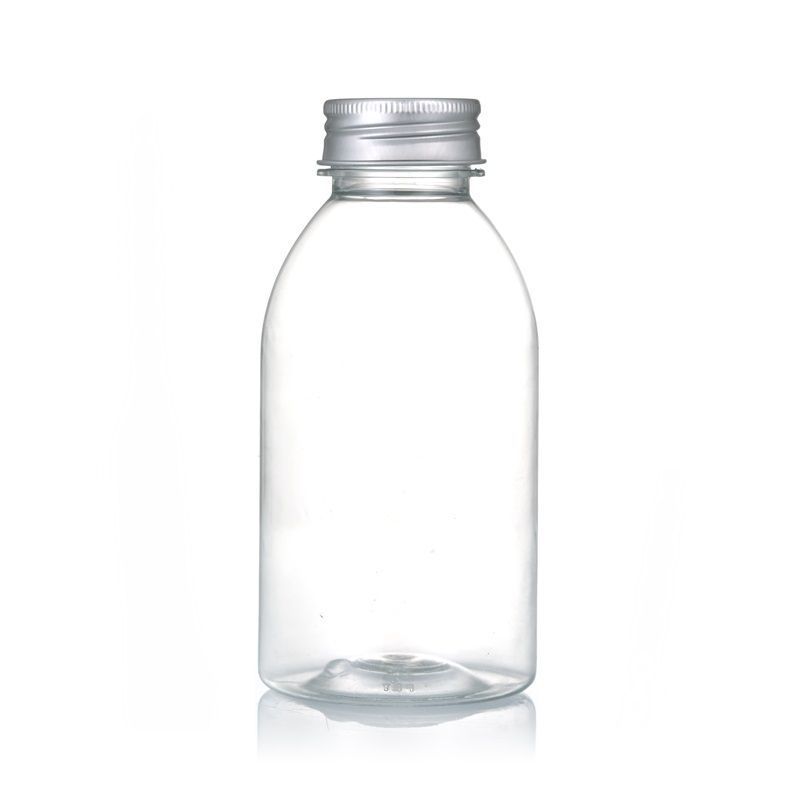 Custom Clear Soda Beer Juice Coffee Beverage Milk Tea Pet Plastic Bottle Can with screw lid