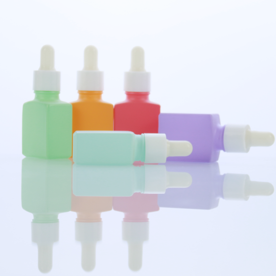 Colorful 15ml square perfume glass dropper bottle oil body essence serum dropper bottle Essential oil bottle