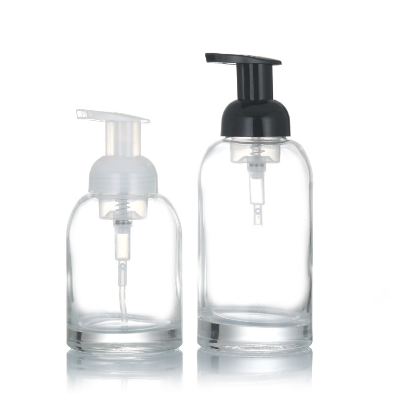 2023 New Design Round Cleansing Shampoo Frosted Mousse Glass bottle With Pressing Pump Head